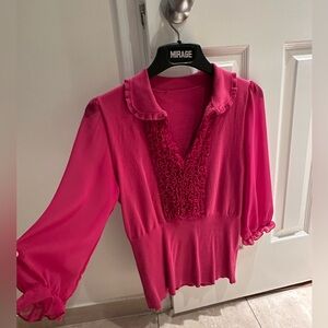Women's Pink Ruffle Top